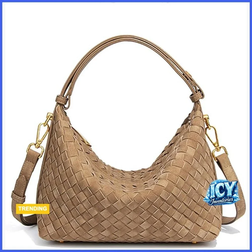 Faux Suede Hobo Bag with Adjustable Strap and Zipper Closure